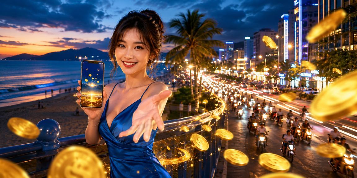 Người dùng truy cập casino và khuyến mãi 27500 trên điện thoại tại bãi biển Đà Nẵng